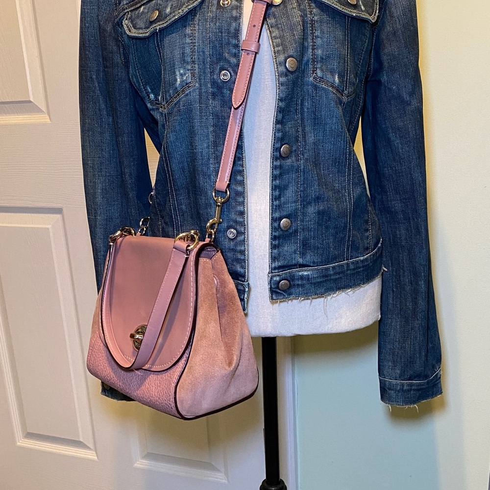 Coach Pink Leather/Suede Shoulder Crossbody  Purse